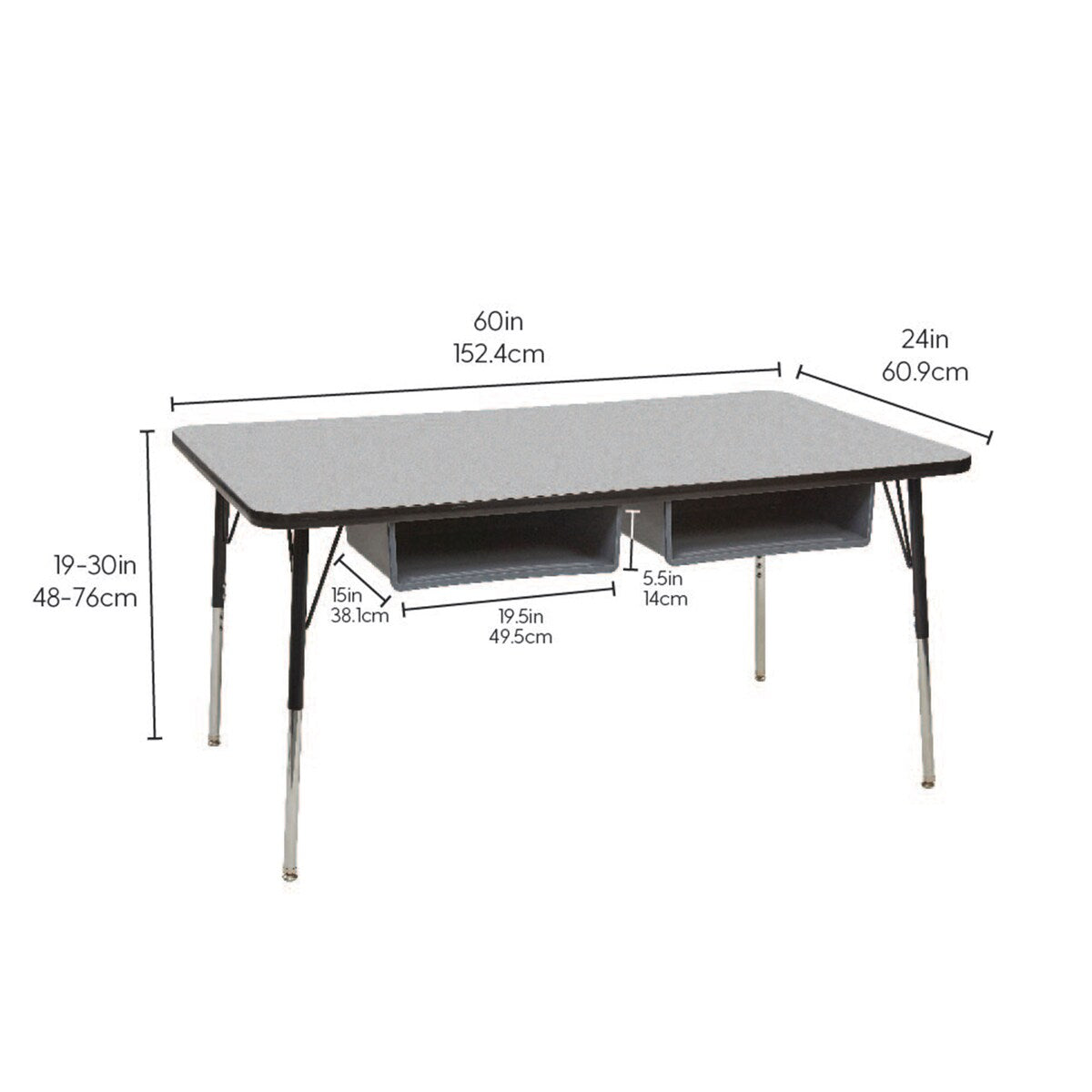 24" x 60" Book Box Activity Table with Adjustable Swivel Glide Legs