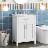 24"Bathroom Vanity Combo with Ceramic sink, Luxurious Space-Saving Vanity - white