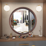 24"Circle Mirror with Wood Frame for Bathroom Living Room Bedroom