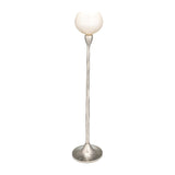 24"Hx5" Diameter Base, Glass Tealight Holder in Pearl White, Elegant Candle Holder, Aluminum and Glass Construction for