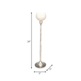 24"Hx5" Diameter Base, Glass Tealight Holder in Pearl White, Elegant Candle Holder, Aluminum and Glass Construction for