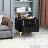 24"W Two Drawer Black Bedside Table Nightstand Night Table