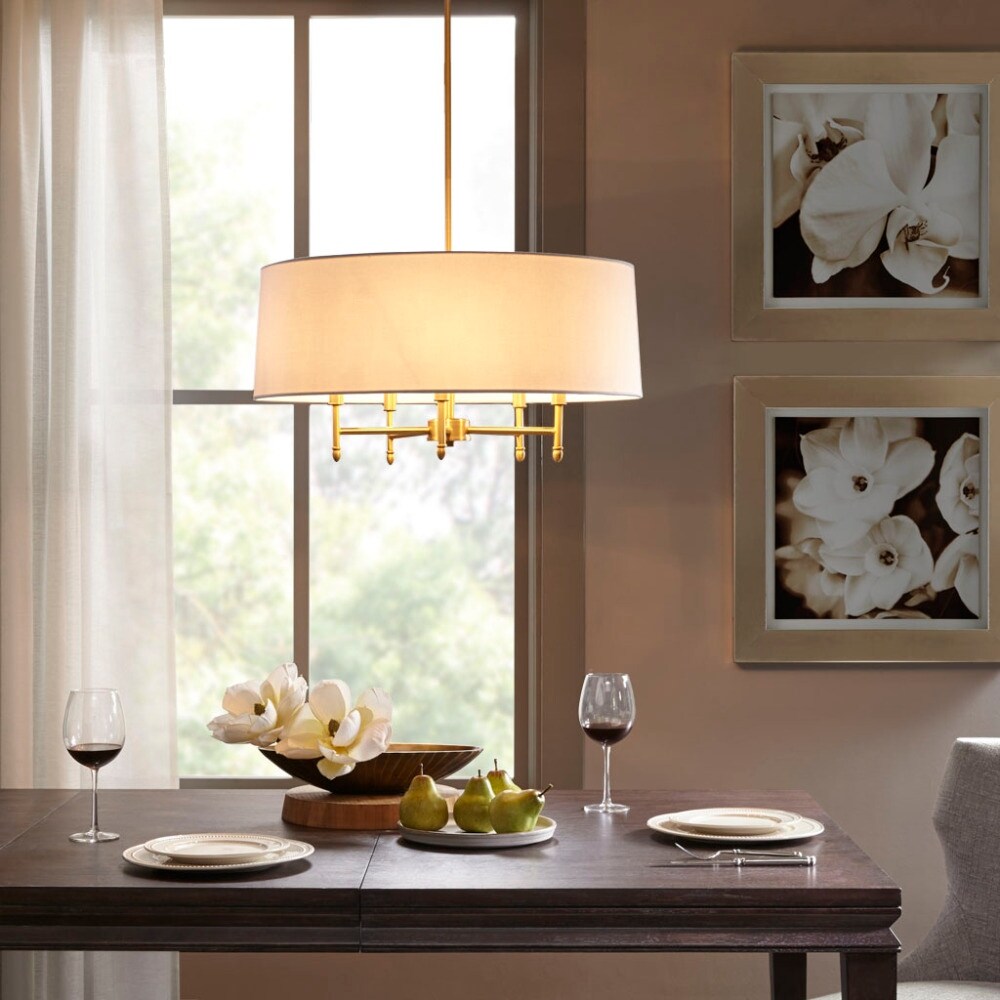 24'' Multi-Color 5-Light Drum Shade Chandelier - 24''×24''×62.5''