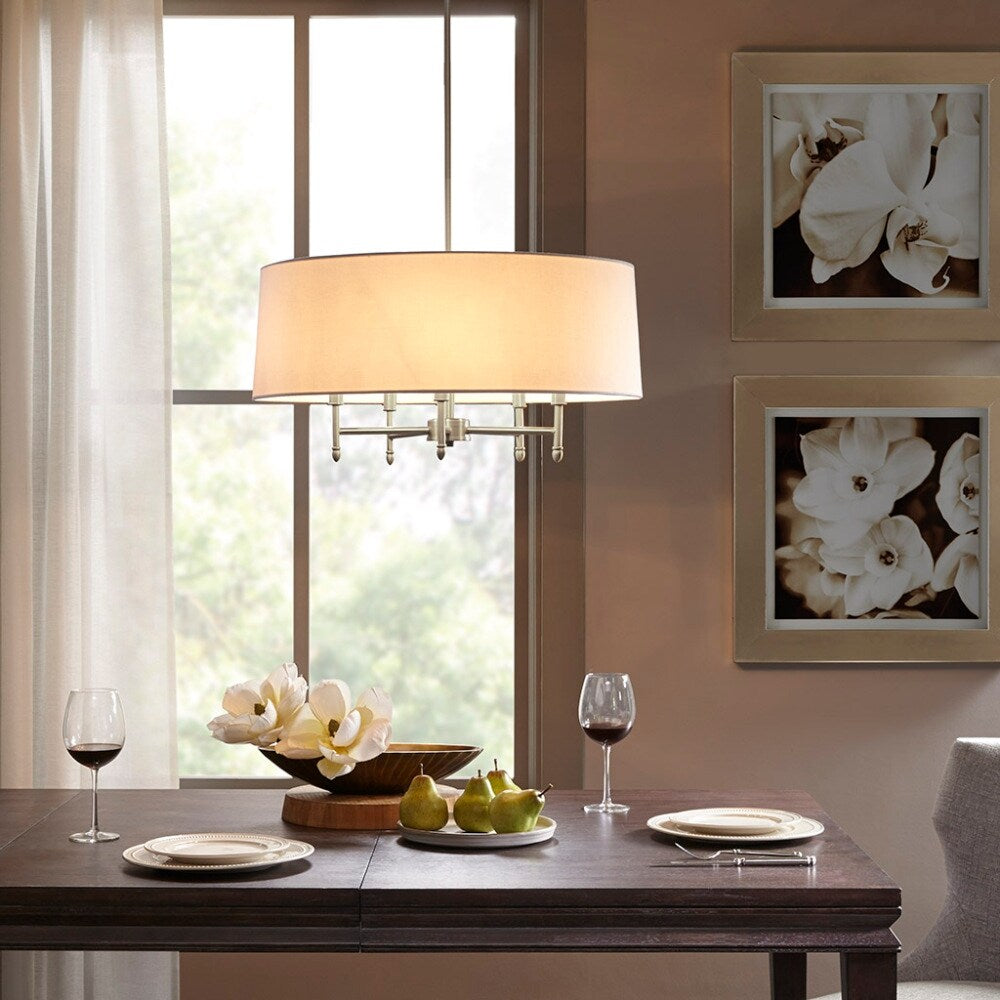 24'' Multi-Color 5-Light Drum Shade Chandelier - 24''×24''×62.5''