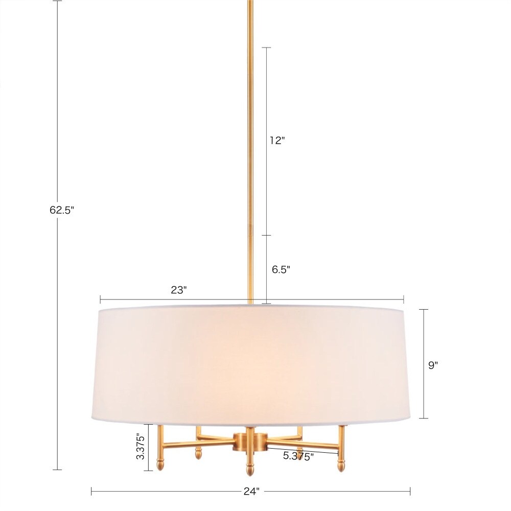 24'' Multi-Color 5-Light Drum Shade Chandelier - 24''×24''×62.5''