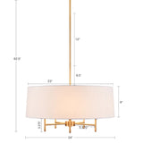 24'' Multi-Color 5-Light Drum Shade Chandelier - 24''×24''×62.5''