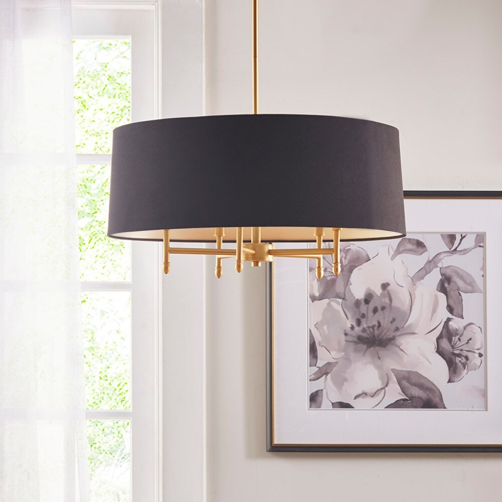 24'' Multi-Color 5-Light Drum Shade Chandelier - 24''×24''×62.5''