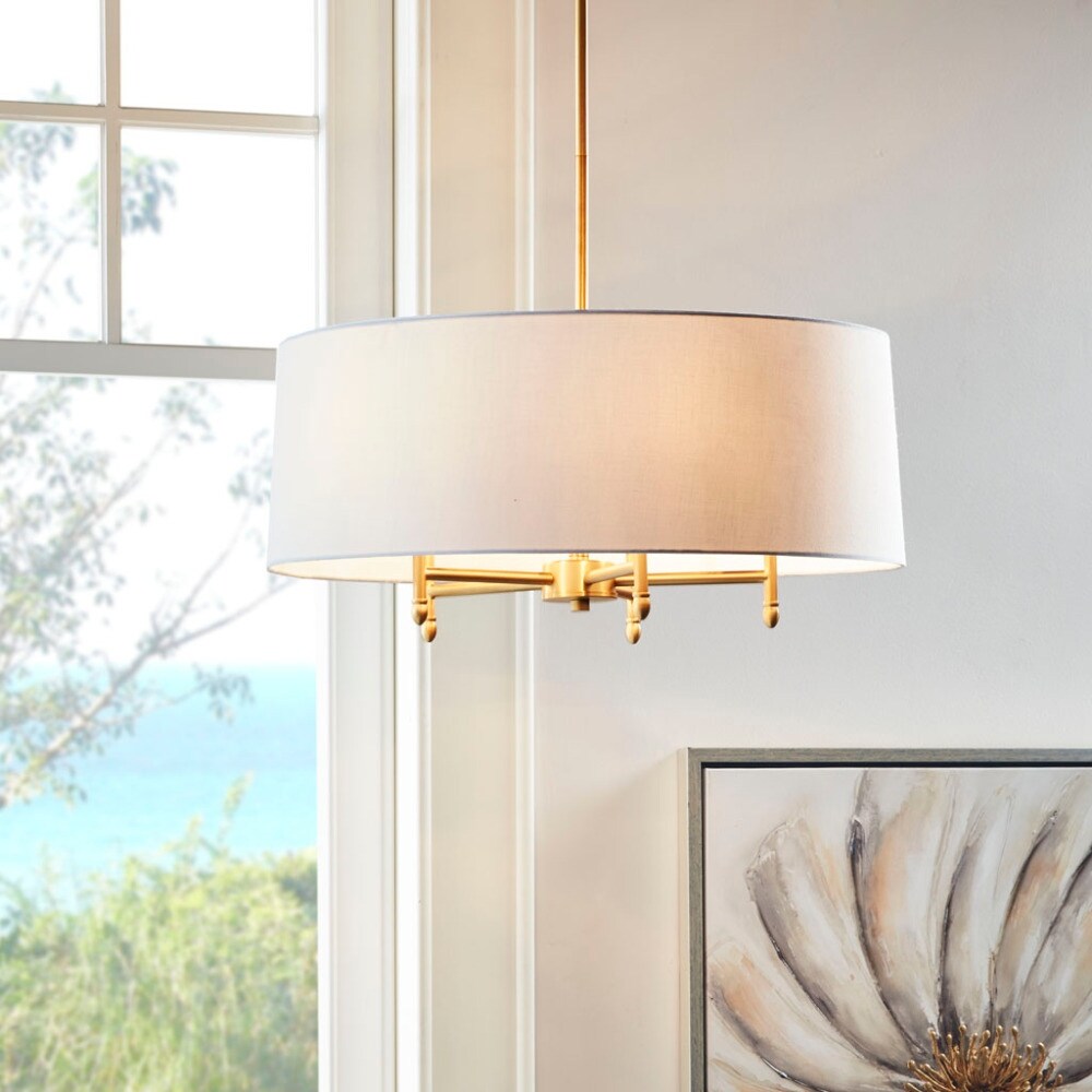24'' Multi-Color 5-Light Drum Shade Chandelier - 24''×24''×62.5''