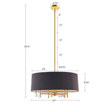 24'' Multi-Color 5-Light Drum Shade Chandelier - 24''×24''×62.5''
