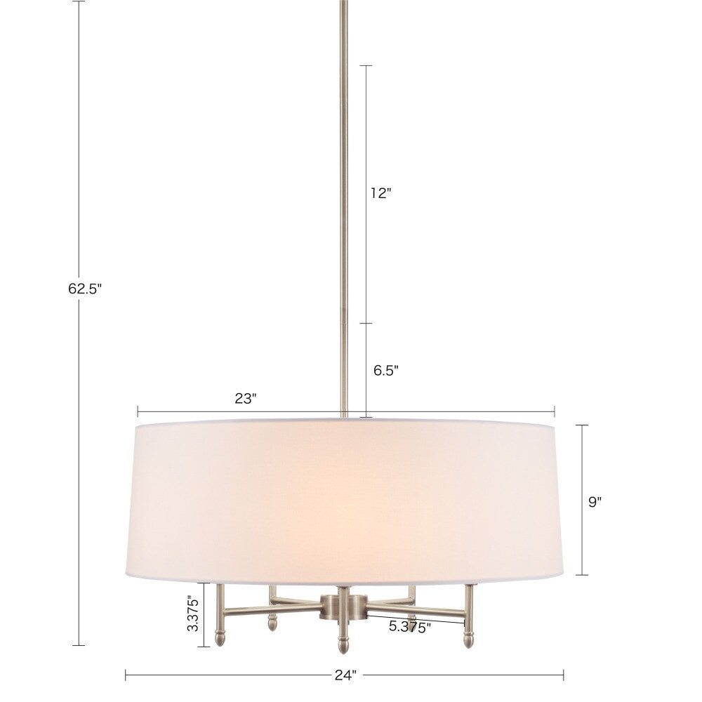 24'' Multi-Color 5-Light Drum Shade Chandelier - 24''×24''×62.5''