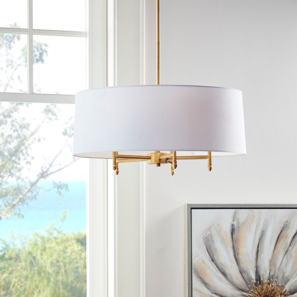 24'' Multi-Color 5-Light Drum Shade Chandelier - 24''×24''×62.5''