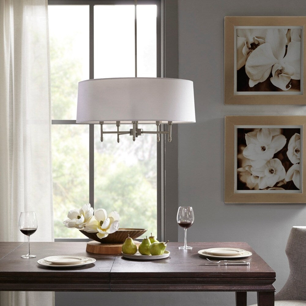24'' Multi-Color 5-Light Drum Shade Chandelier - 24''×24''×62.5''