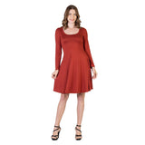 24seven Comfort Apparel Classic Long Sleeve Flared Mini Dress