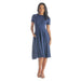 24seven Comfort Apparel Midi Dress with Short Sleeves and Pocket Detail