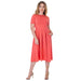24seven Comfort Apparel Midi Dress with Short Sleeves and Pocket Detail