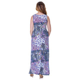 24seven Comfort Apparel Purple Paisley Sleeveless V Neck Maxi Dress With Pockets