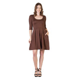 24seven Comfort Apparel Three Quarter Sleeve Fit and Flare Mini Dress