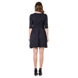 24seven Comfort Apparel Three Quarter Sleeve Fit and Flare Mini Dress