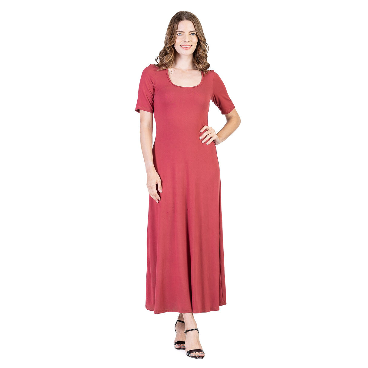 24seven Comfort Apparel Womens Casual Maxi Dress With Sleeves