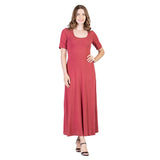 24seven Comfort Apparel Womens Casual Maxi Dress With Sleeves