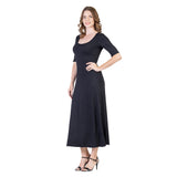 24seven Comfort Apparel Womens Casual Maxi Dress With Sleeves