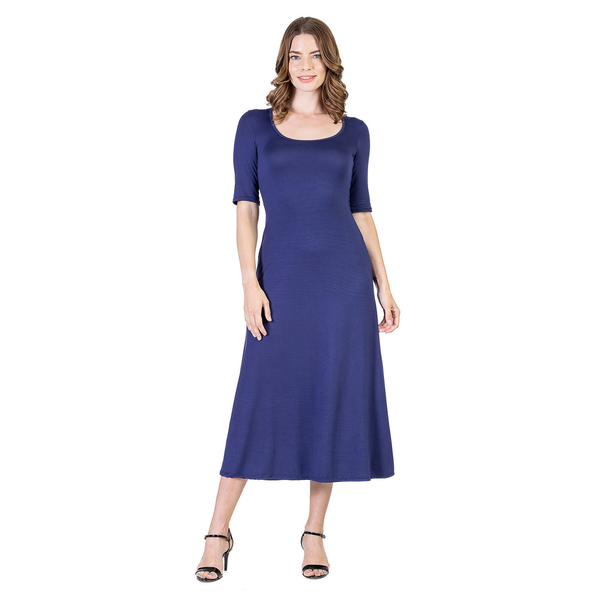 24seven Comfort Apparel Womens Casual Maxi Dress With Sleeves