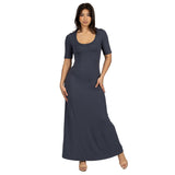 24seven Comfort Apparel Womens Casual Maxi Dress With Sleeves
