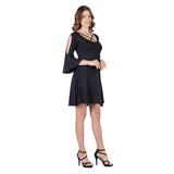 24seven Comfort Apparel Womens Knee Length Cold Shoulder Dress
