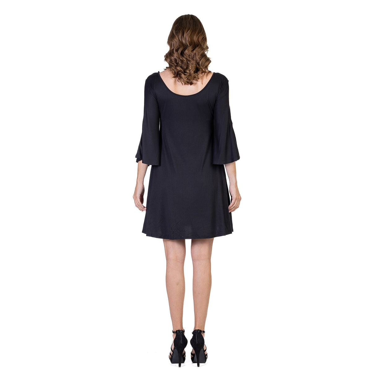 24seven Comfort Apparel Womens Knee Length Cold Shoulder Dress