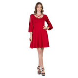 24seven Comfort Apparel Womens Knee Length Cold Shoulder Dress