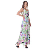 24seven Comfort Apparel Womens Pastel Floral Scoop Neck A Line Sleeveless Maxi Dress