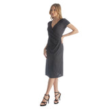 24seven Comfort Apparel Womens Short Sleeve Knee Length Faux Wrap Dress