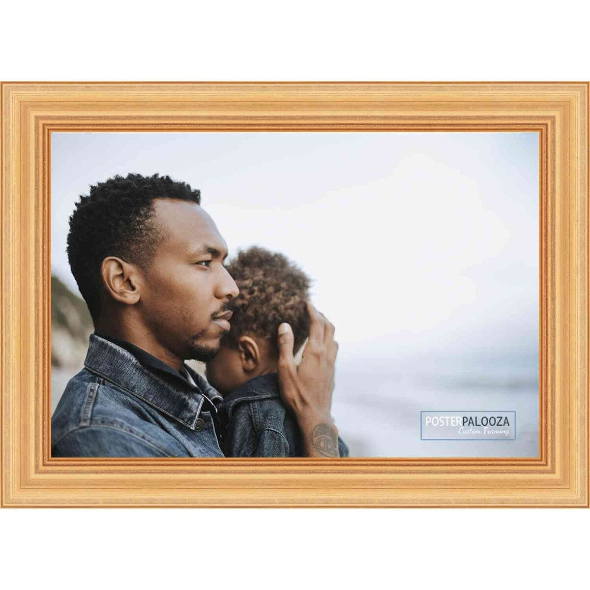 24x14 Contemporary Gold Complete Wood Picture Frame with UV Acrylic, Foam Board Backing, & Hardware