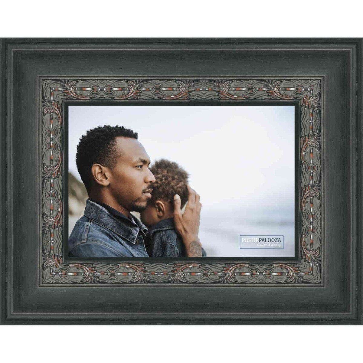 24x30 Distressed/Aged Black Complete Wood Picture Frame with UV Acrylic, Foam Board Backing, & Hardware