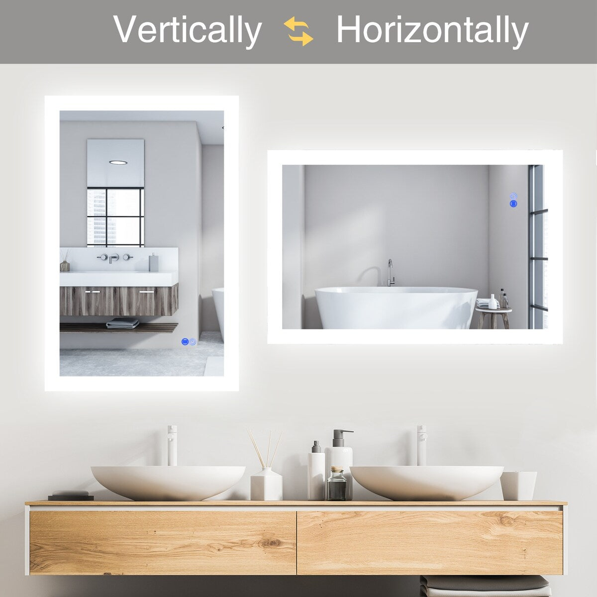 24x32 Inch Vanity Mirror With Lights With 3 Light Settings - Anti Fog Wall Mirror