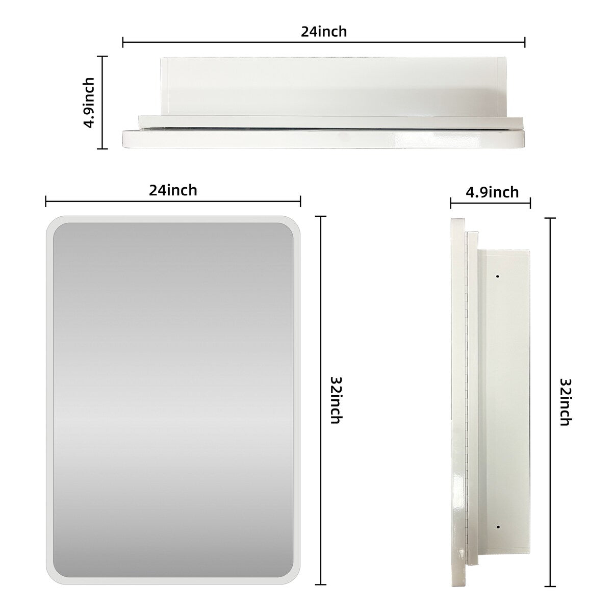 24x32 White Surface or Recessed Mount Bathroom Medicine Cabinet with Mirror