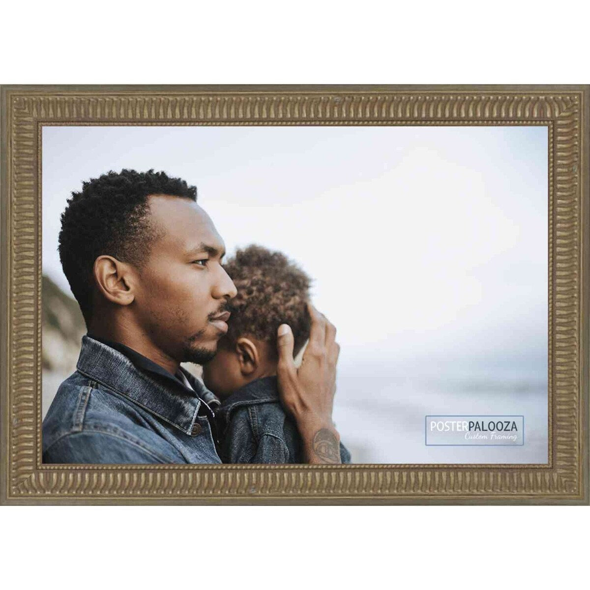 24x34 Traditional Pewter Complete Wood Picture Frame with UV Acrylic, Foam Board Backing, & Hardware