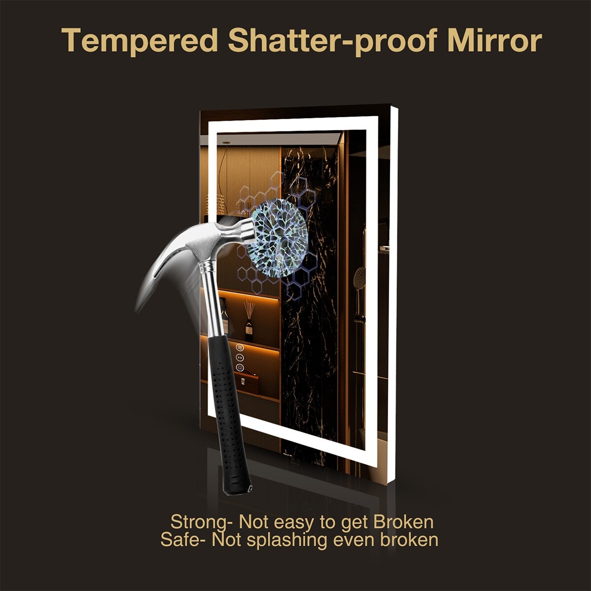 24x36 LED Mirror for Bathroom, Lighted Vanity Mirror for Wall, Dimmable, Anti-Fog, Shatter-Proof - White