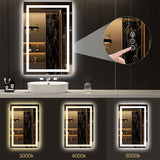 24x36 LED Mirror for Bathroom, Lighted Vanity Mirror for Wall, Dimmable, Anti-Fog, Shatter-Proof - White