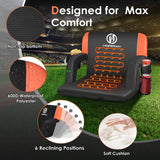 25 Inch 2 Pack Orange Outdoor Dual-Sided Heated Stadium Seats for Bleachers with Back Support Portable Stadium Chair