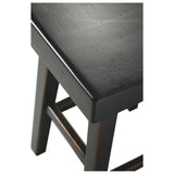 25 Inch Wooden Saddle Stool with Angular Legs, Set of 2, Black
