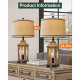 25.25" Farmhouse Dual USB Charging Ports 3-Way Dimmable Touch Control Table Lamp with Nightlight Vintage Modern Lamps
