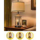 25.25" Farmhouse Dual USB Charging Ports 3-Way Dimmable Touch Control Table Lamp with Nightlight Vintage Modern Lamps