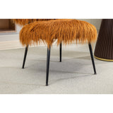 25.2"Faux Fur Plush Accent Chair With Ottoman, Living Room Chair With Footrest, Fluffy Upholstered Armless Chair And Stool