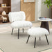 25.2"Faux Fur Plush Accent Chair With Ottoman, Living Room Chair With Footrest, Fluffy Upholstered Armless Chair And Stool
