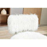 25.2"Faux Fur Plush Accent Chair With Ottoman, Living Room Chair With Footrest, Fluffy Upholstered Armless Chair And Stool