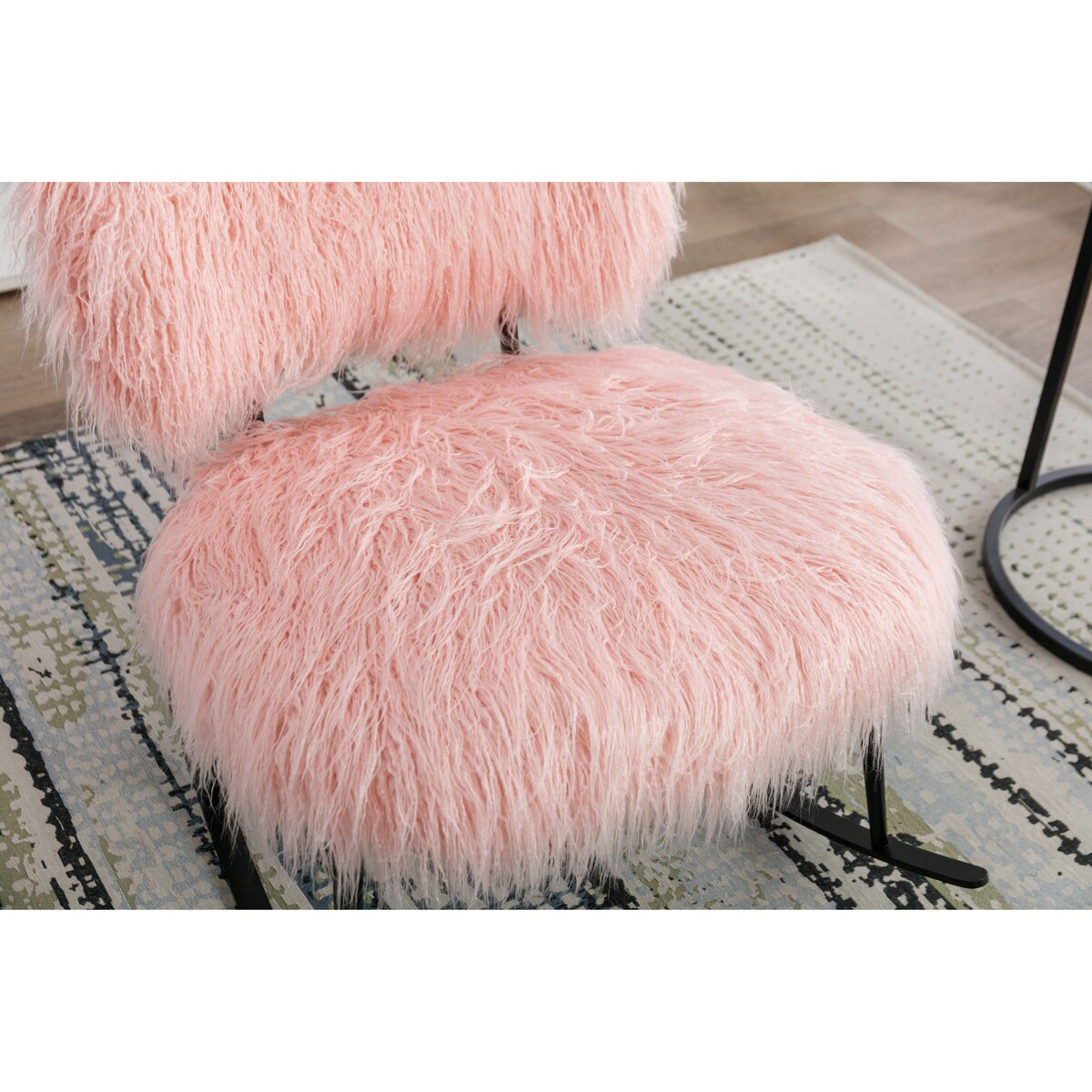 25.2"Wide Faux Fur Plush Nursery Rocking Chair, Baby Nursing Chair with Metal Rocker, Fluffy Upholstered Glider Chair