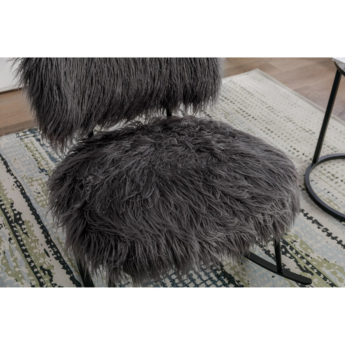 25.2"Wide Faux Fur Plush Nursery Rocking Chair, Baby Nursing Chair with Metal Rocker, Fluffy Upholstered Glider Chair