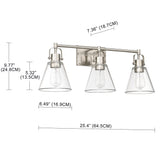 25.4 in. 3-Light Vanity Light with Brushed Nickel Finish and Clear Glass Shade
