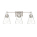 25.4 in. 3-Light Vanity Light with Brushed Nickel Finish and Clear Glass Shade